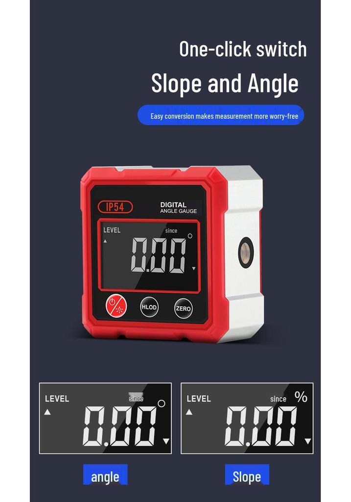 Digital Display Dual Laser Inclinometer with Four-Sided Magnet