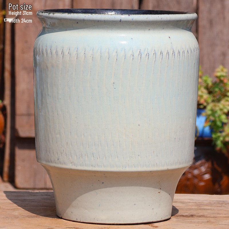 Handgefertigter weißer Grobkeramik-Blumentopf im europäischen Stil für Grünpflanzen, Rosen, Hortensien und Sukkulenten