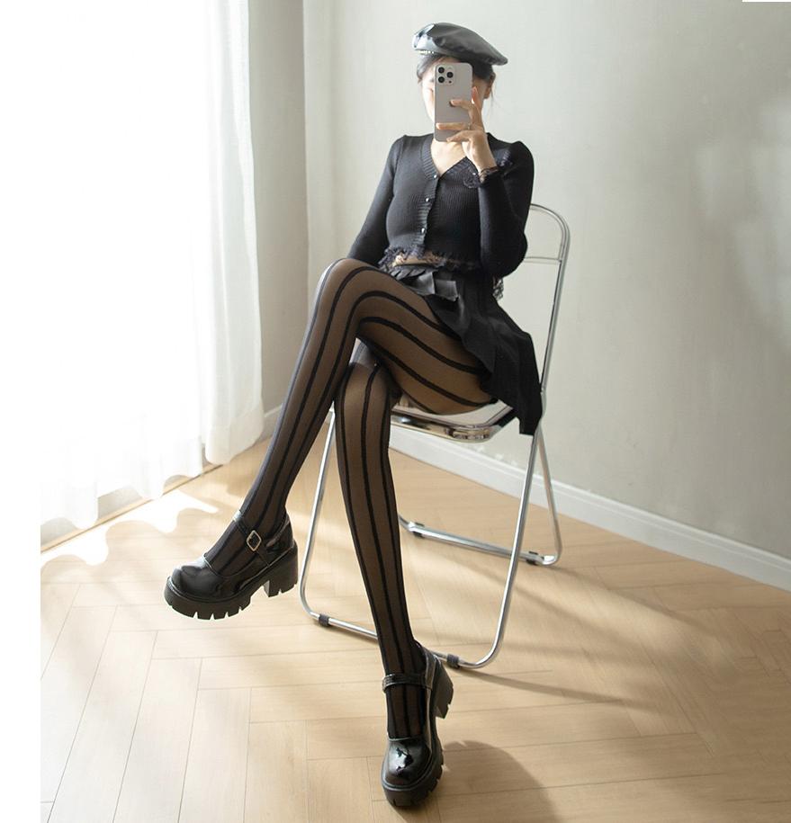1/2/3Pcs Striped Jacquard Tights, Stylish Ultra-thin Slimming Pantyhose, Women's Stockings & Hosiery