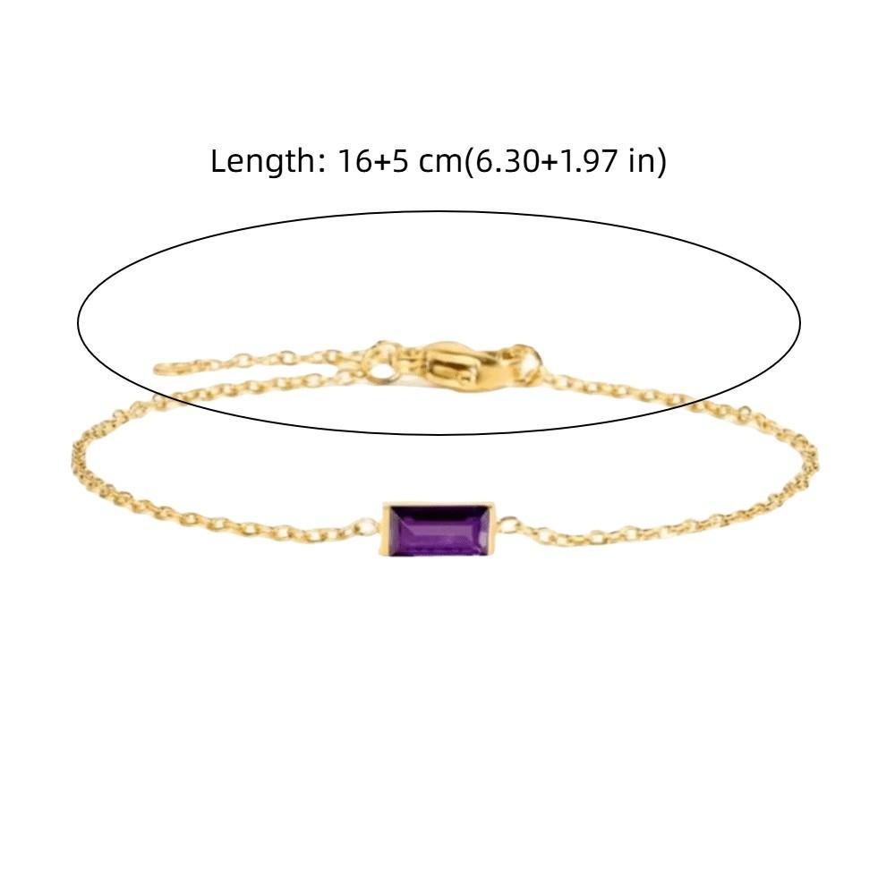 Quadratischer Zirkon Goldplattiertes Armband Stapelbares Minimalistisches Armband Trendiges Geburtsstein-Armband Täglich