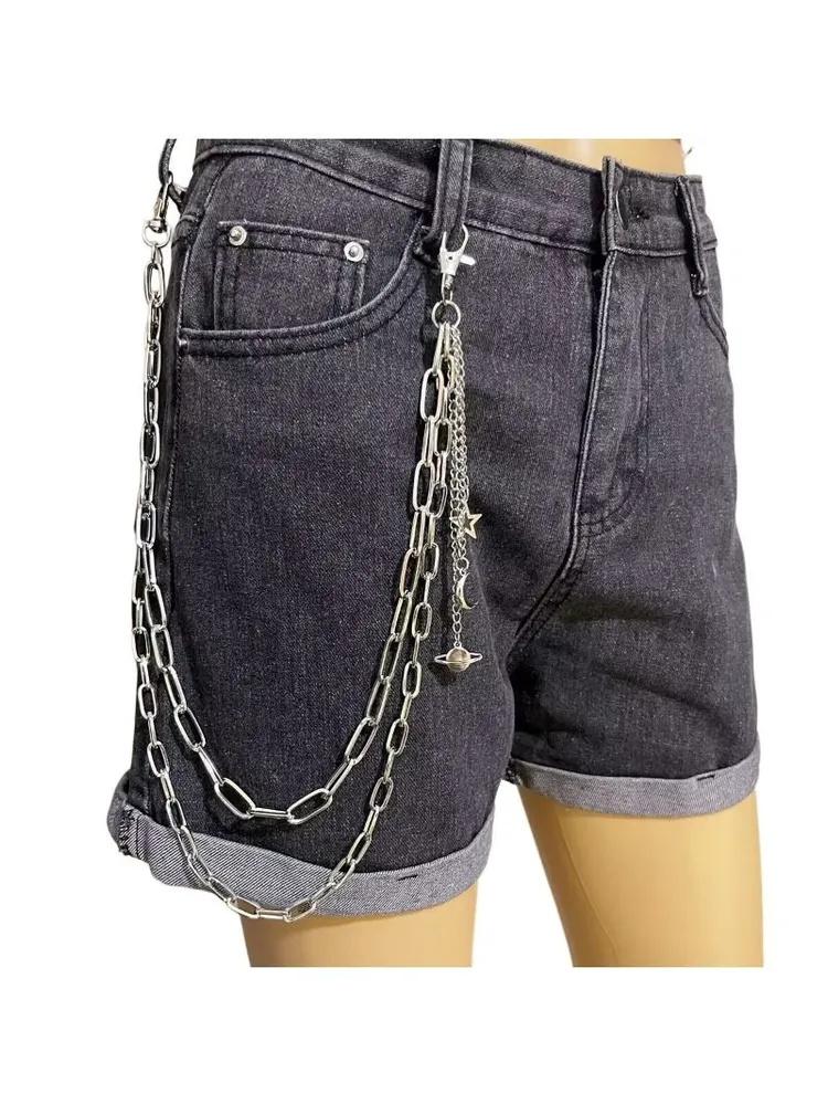 

Стильна вінтажна металева ланцюжок на талію для жінок Блискавка One Size срібний