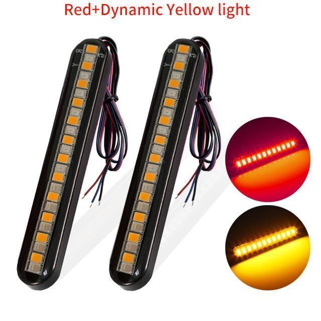 LED Turn Signal Strip Light 24 LEDs Flowing Water Tail Brake Blinker for Bike