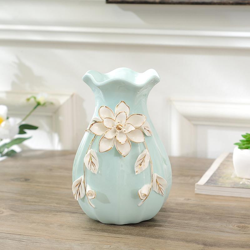

Modern European Style Art Ceramic Vase Flower Home Decoration Jarrones Decorativos Dried Flower Pot синий