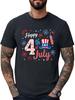 On July 4th, American Flag Hat T-Shirt 100% Cotton O-Neck Short Sleeve Summer Casual Mens T-shi