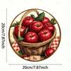 Vintage Metal Art Basket of Apples Wall Decor Kitchen Home 20x20 Cm