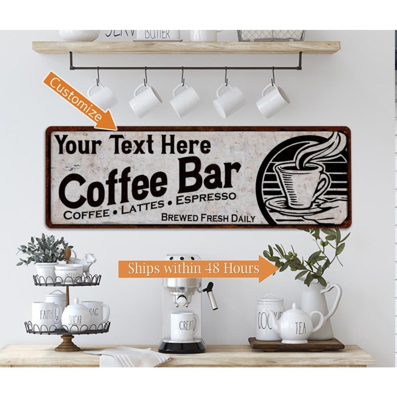 

Custom Metal Tin Sign 30x15cm Coffee Kitchen Wall Decor Retro Art Craft Gift білий