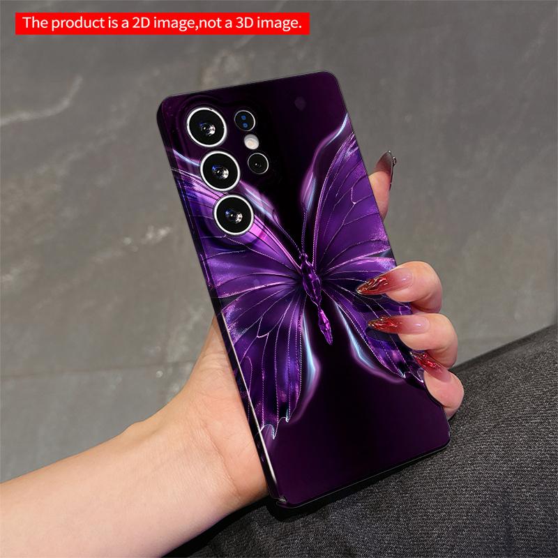 2DFlat Samsung Phone Case Purple Butterfly Glow Design Phone Case Applicable To Galaxy S23 S24 S25ULTRA S26 A12 A14 A15 A16 A54 A55
