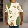 Mens Plus Size Round Neck Short Sleeve T Shirt White Fruit Leaf Printed Casual Tops