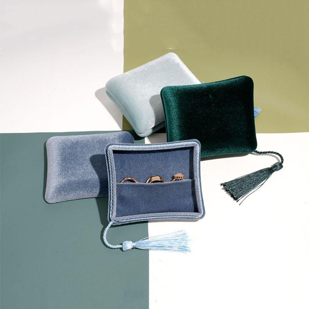 Tassels Jewelry Packing Bag Rings Necklace Earrings Storage Case Simple Square Jewelry Box  Gift