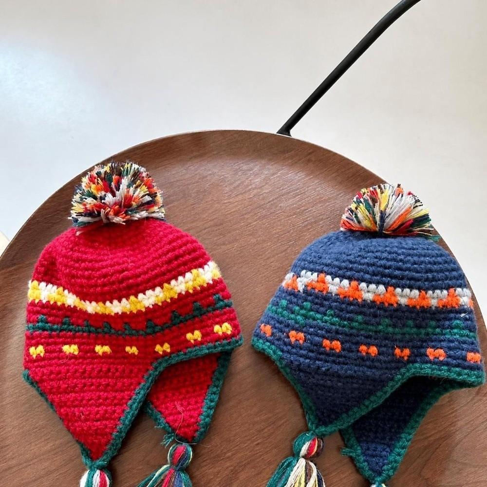 Cold Proof Warm Beanie Windproof Ear Protection Caps Retro Knitted Hats Cold Weather
