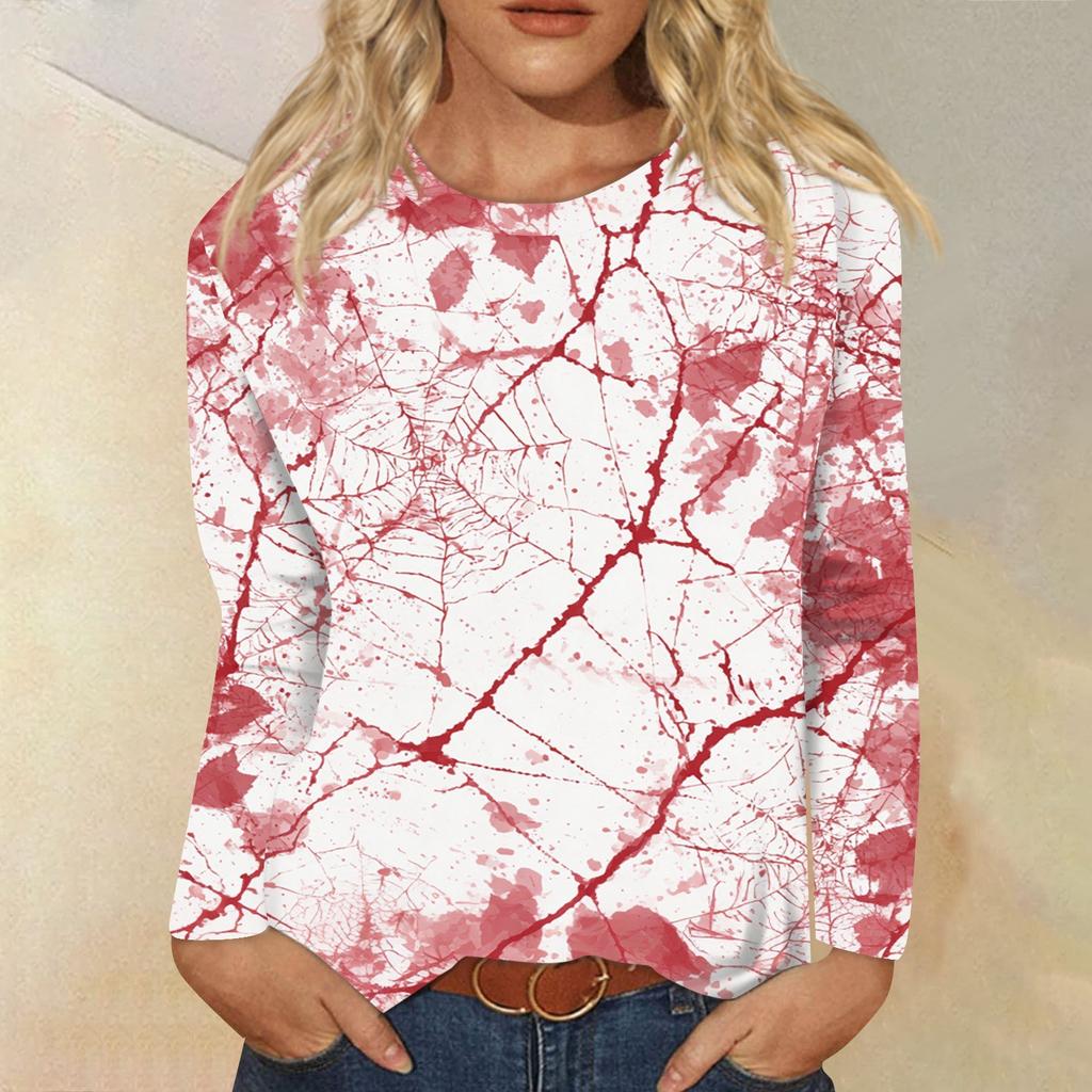 Modisches, lässiges Langarm-Oberteil mit Rundhalsausschnitt und Halloween-Print für Damen