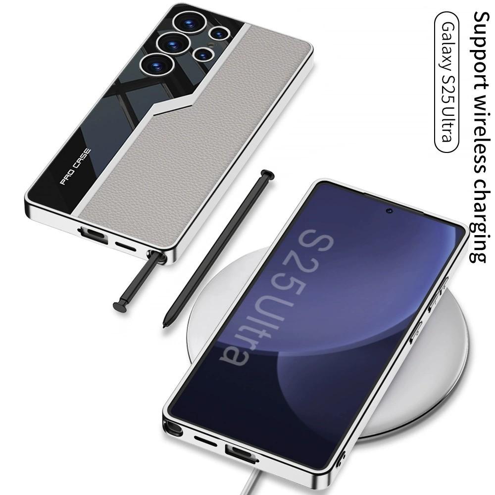 Fashion Sport Car Design Leather Electroplated PC Cover Case For Samsung Galaxy S25 Ultra Plus S24 S23 Ultra