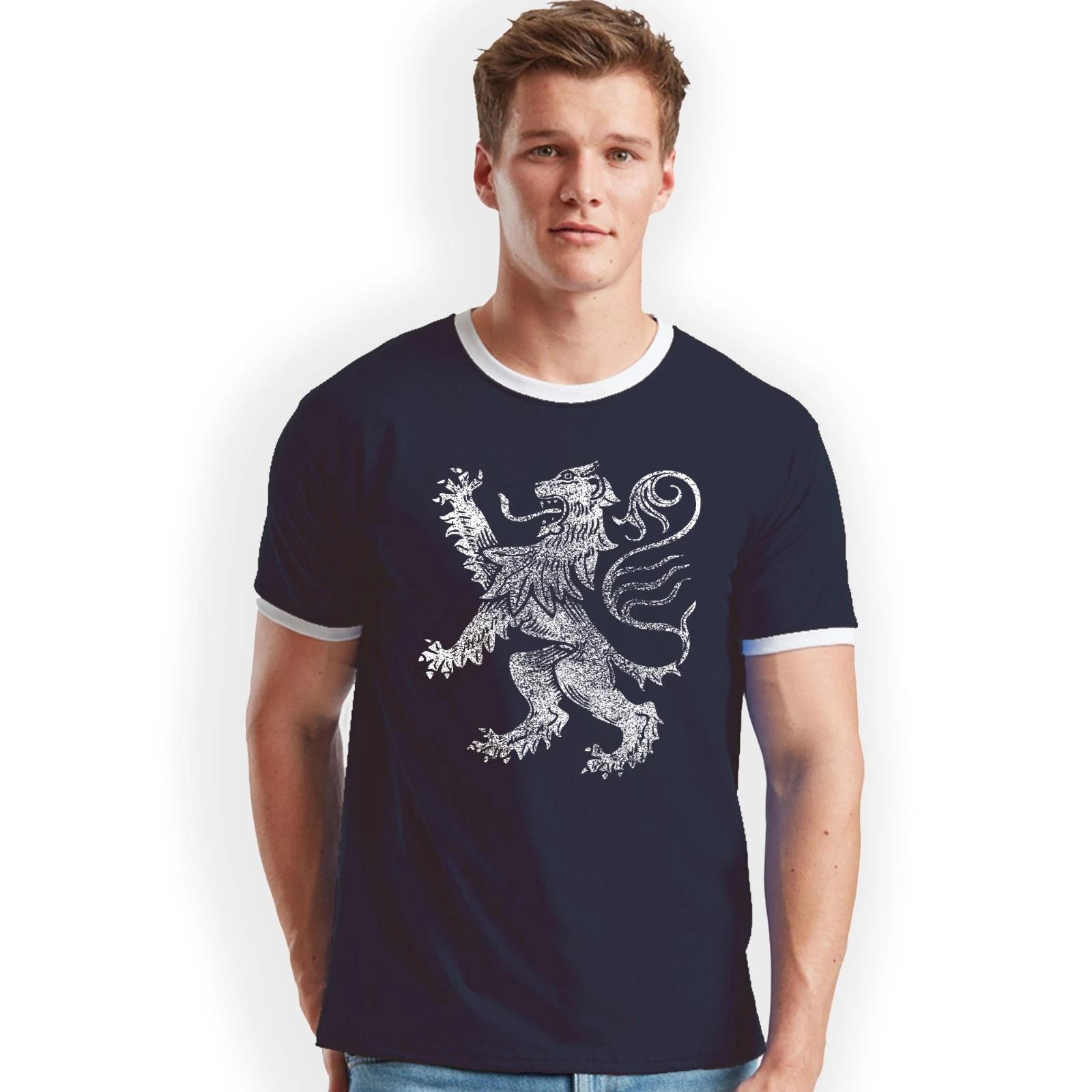 Scotland Lion Football Ringer T-Shirt Birthday Gift Scotland Home Nations M