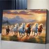 Sunset Galloping Horse Canvas Art: Framed Landscape Animal Print for Indoor Decor