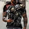T-shirt z nadrukiem czaszki 3D z postacią horroru Męski, luźny, oversize z krótkimi rękawami Streetwear Hip-hop 3D Top z nadrukiem