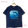 Vintage Poetry In Ocean Dolphin T Shirt Large Blue Vintage Washed Designer Clothes Graphic Fashion Slightly Casual Soft Homme