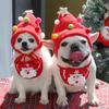 Christmas Pet Hat & Drool Bib Santa Reindeer Dressing Up Costume Accessories for Small Dogs Cats Festival Cosplay Photo Props