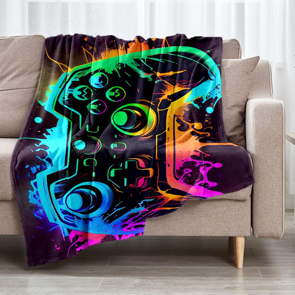 Game Controller Theme Printed Blanket - Perfect for Couch, Bed, Travel & Outdoor Use | Machine Washable, Cozy & Durable.