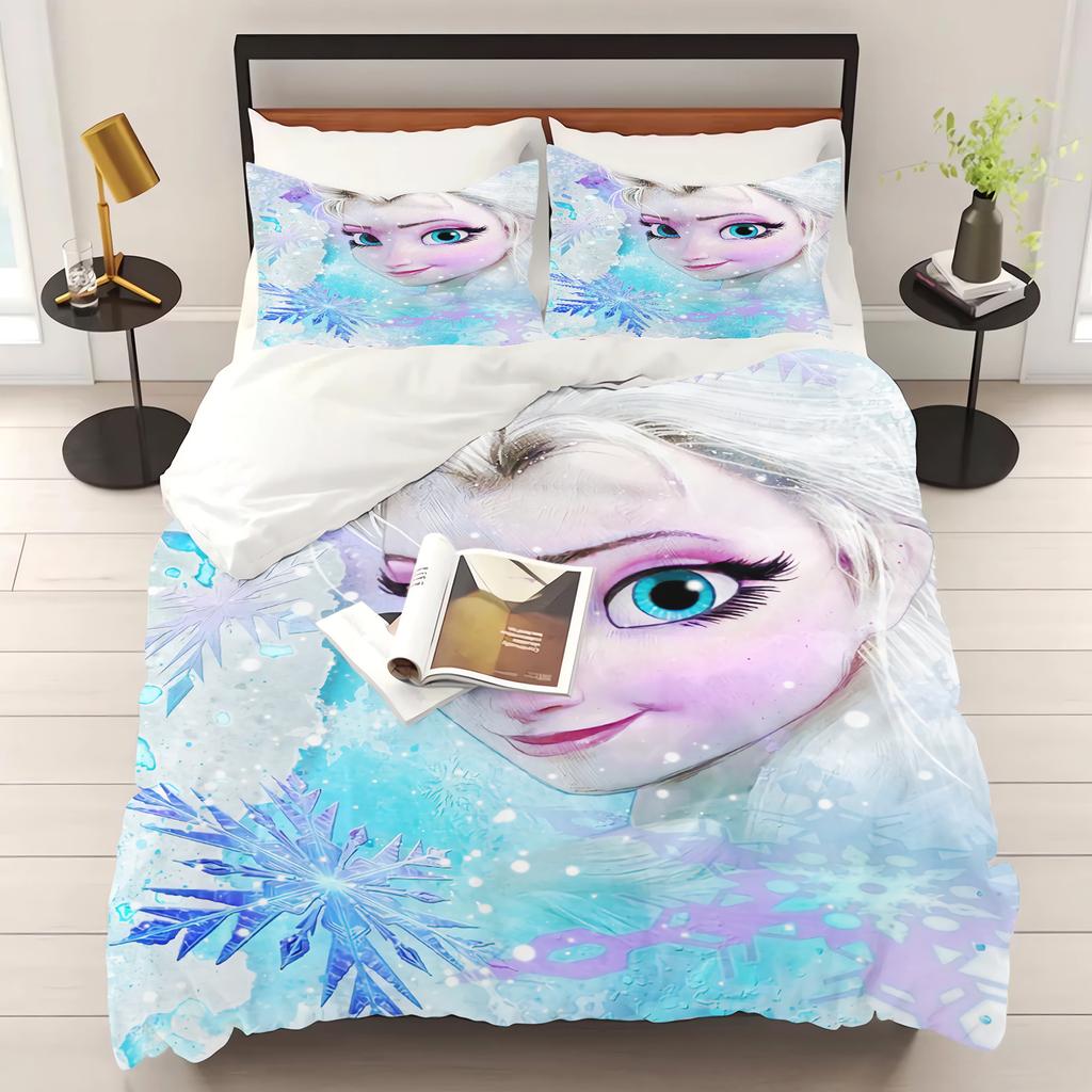 Prinzessin Elsa Frozen Aufdruck Schlafzimmer Bettwäsche Set Bettbezug Weihnachtsgeschenke Komfort Cartoon Mit Kissenbezug