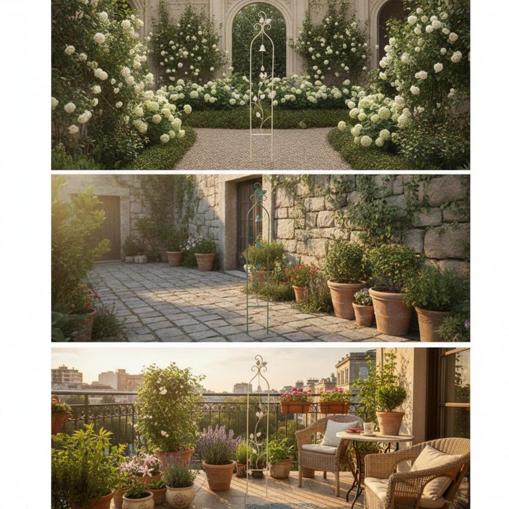Metal Trellis with Bell Wrought-Iron Look Climbing Plant Support