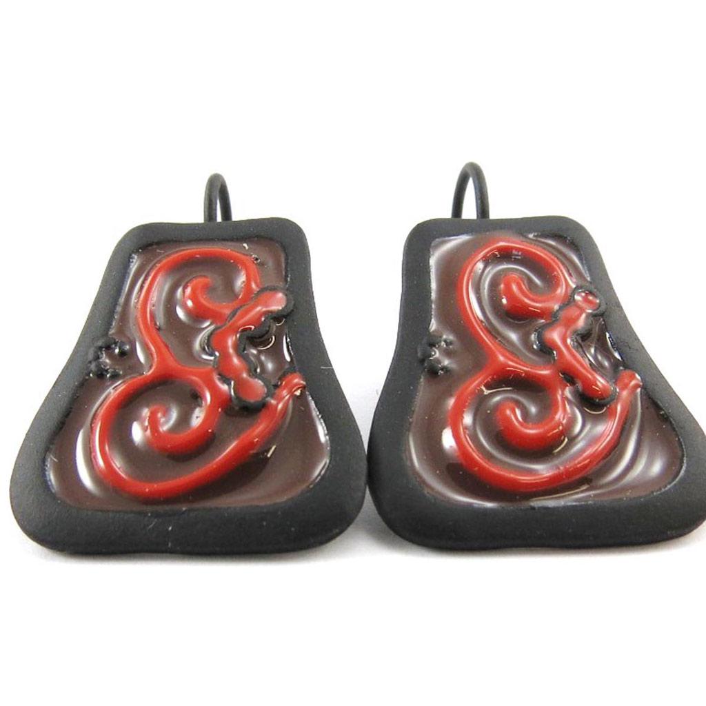 NOA [J4177] - Dormeuses Créateur 'Arabesques' marron orange