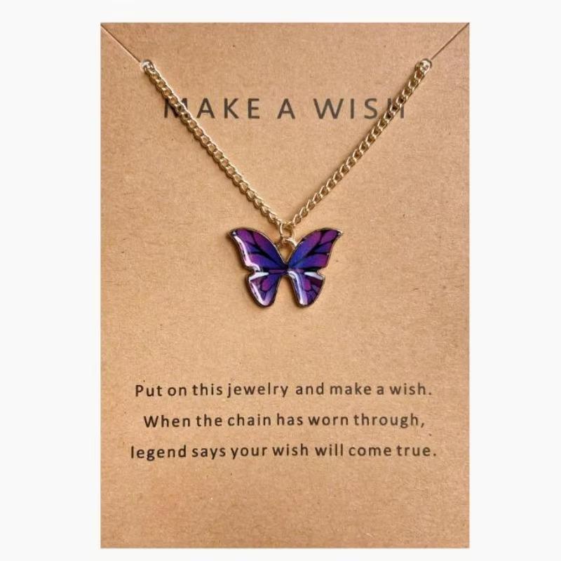 Beautiful Butterfly Pendants Necklace Wedding Party Jewelry Mother Daughter Thin Chain Choker Brilliant Jewelry Girls