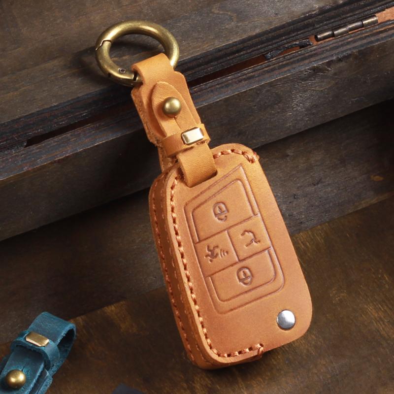 Leather Car Key Case For Vw Volkswagen Golf Vii Mk7 Gti Jetta 4 Buttons Flip Keychain Hoder Remote Control Fobs Protector Cover