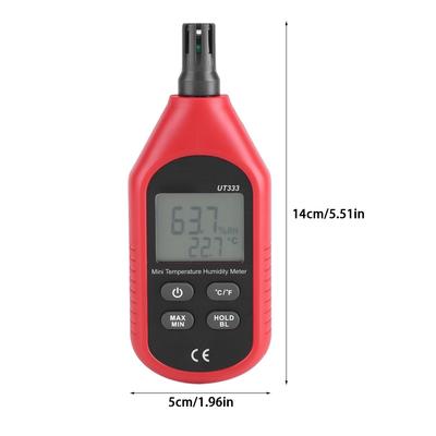 Digital Thermometer Hygrometer LCD Display With Backlight Easy To Read Low Energy Chip Auto Power Off Suitable for Food Storage Laboratory Plastic Gre