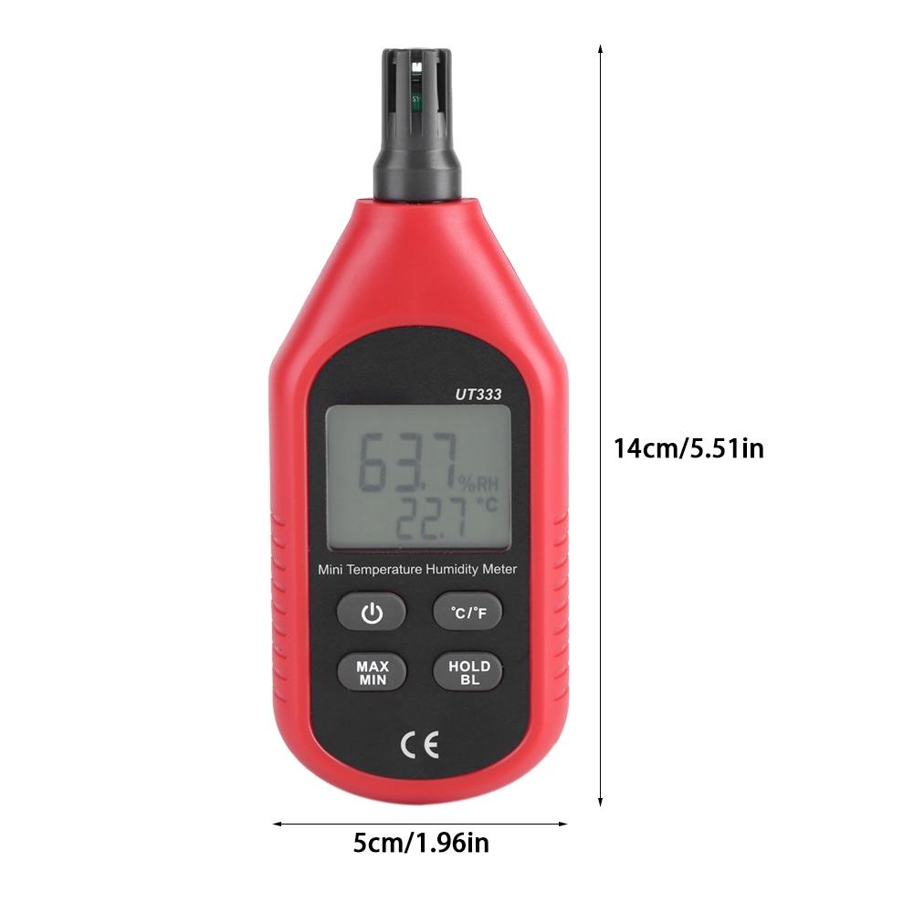 Digital Thermometer Hygrometer LCD Display With Backlight Easy to Read Low Energy Chip Auto Power Off Suitable for Food Storage Laboratory Plastic Gre