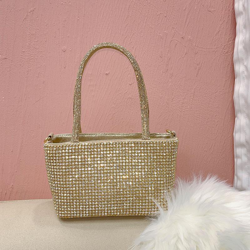 

Шикарная вечерняя сумка, инкрустированная стразами - Элегантная одноплечевая сумочка с долговечным блеском золотой