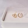 Commuter design sense natural freshwater pearl stud earrings 911 silver needle temperament 11k gold injection flat circle stud earrings women