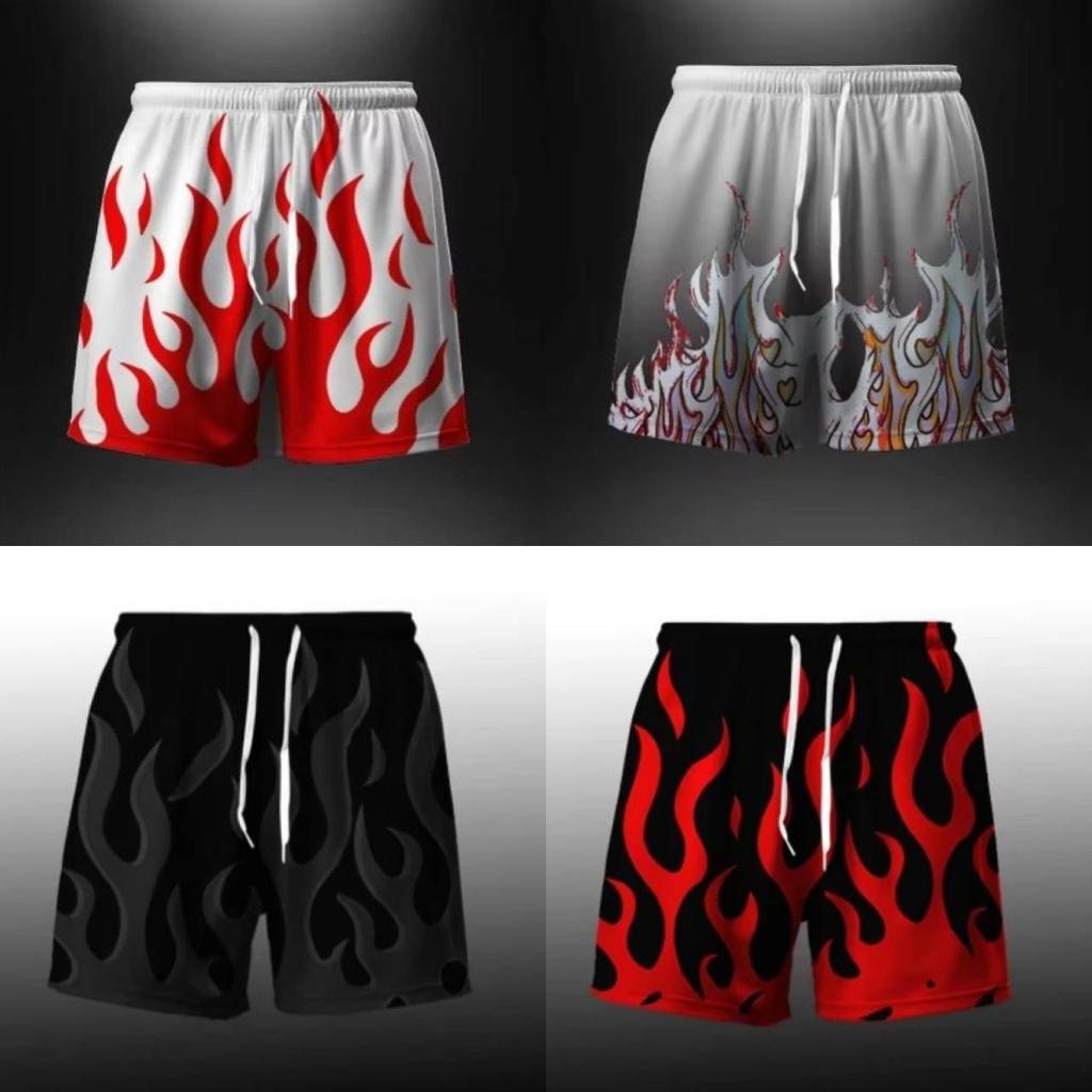 Flame Fire Boxing Muay Thai Kickboxing Shorts Pants 3D Print Fighting Training Unisex Men Women Quick Dry Fitness Gym Sport Workout Casual Streetwear