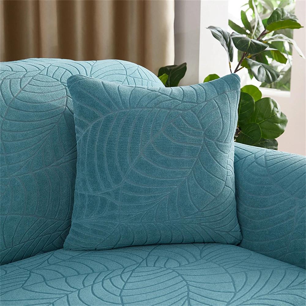 45x45cm Anti-Dust Dirt Elastic Leaf Jacquard Soft Waterproof Pillow Cover Solid Color Sofa Chair Backrest Pillow Cover New 45x45cm 1390₽