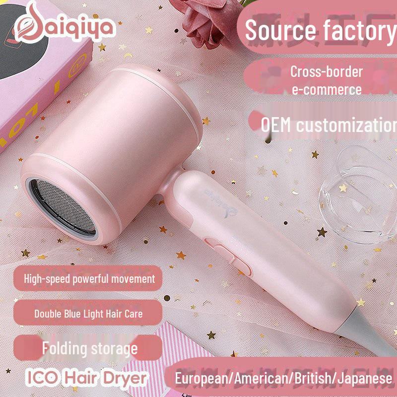 High-Power Hair Dryer with Ionic Technology and Folding Design for Home and Salon.