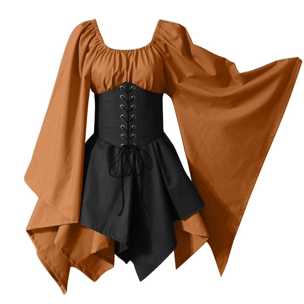 Women Fashion Long Sleeve Vintage Dress Cosplay Party Evening Night Formal Dress