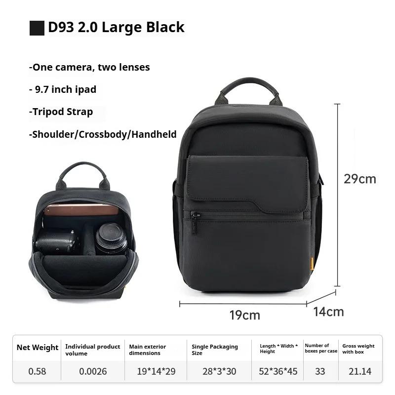 

Повседневная сумка через плечо для фотоаппарата, водонепроницаемая профессиональная сумка для фотоаппарата через плечо, рюкзак для зеркальной камеры D93 2.0 L