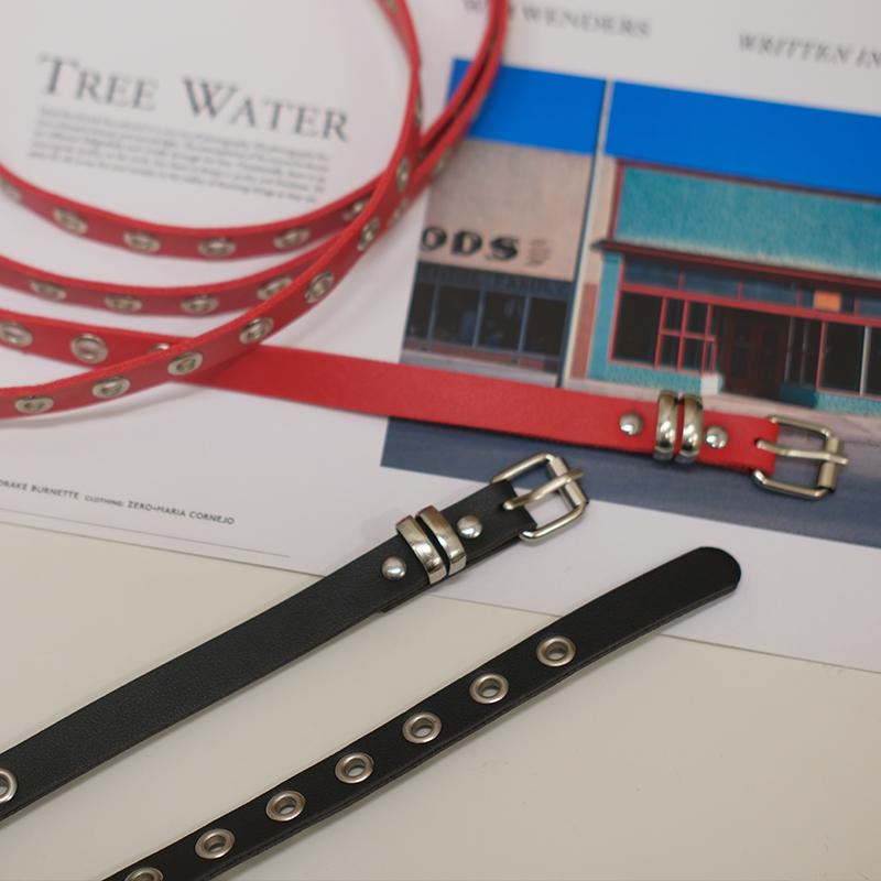 The new retro spicy punk thin double-layer belt with - design without holes