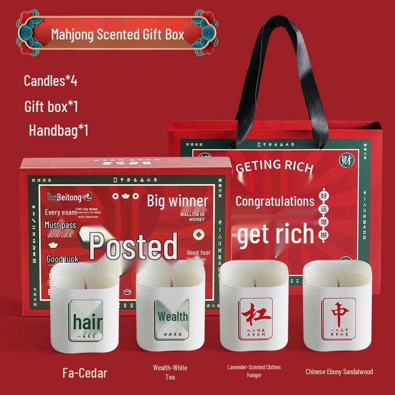 Guochao Mahjong Scented Candle Gift Box: Creative Decorative Ornament & Birthday Gift
