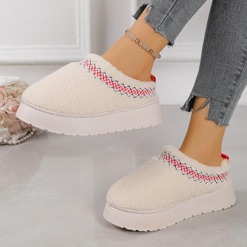 Fashion Ethnic Style Platform Heightened Snow Boots Women's Winter Cotton Shoes Anti-slip Wear Wool Slippers