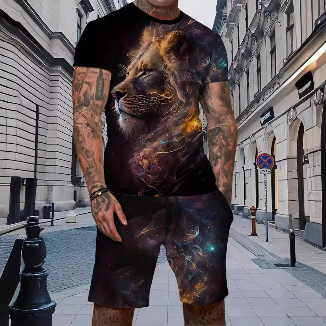 

Summer Men s 3D Animal Printing Sports Suit Fashion Casual Trend Breathable Versatile S