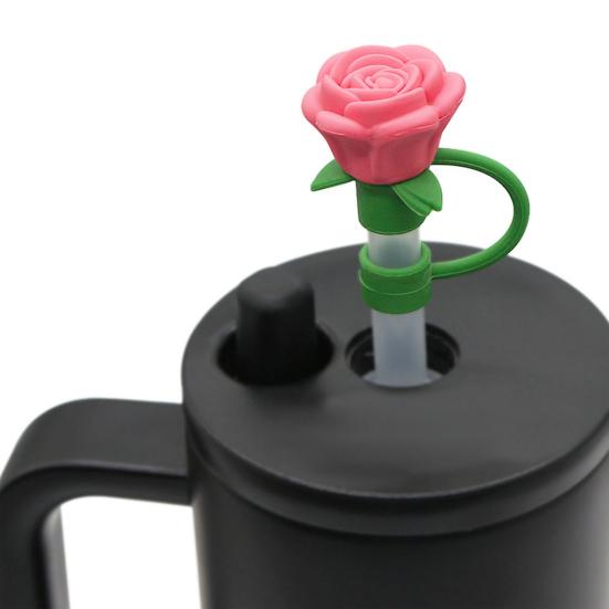 1/9 ks silikonové víčka na brčko pro šálek 30/40 oz Roztomilé květinové zavírače brček pro skleničku 10mm prachotěsné obaly na slámku na pití Víčka na opakované použití