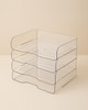 4Pcs 4-Tier Paper Organizer Stackable Desk Organizer Paper Tray Smooth Edge Transparent Workspace