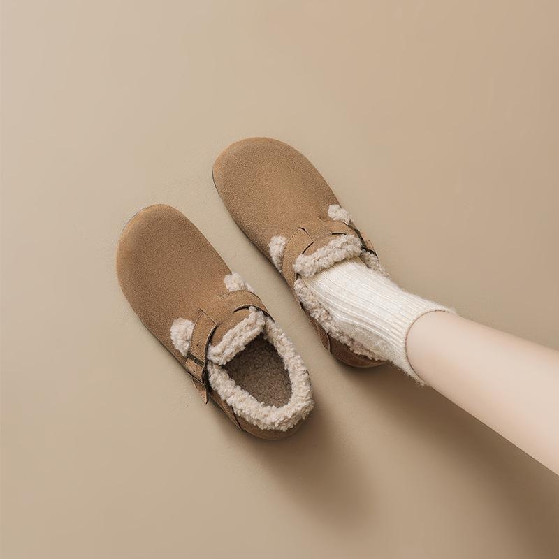 Augustine fleece Birkenstocks winter new flat-bottomed snow cotton shoes fluffy shoes