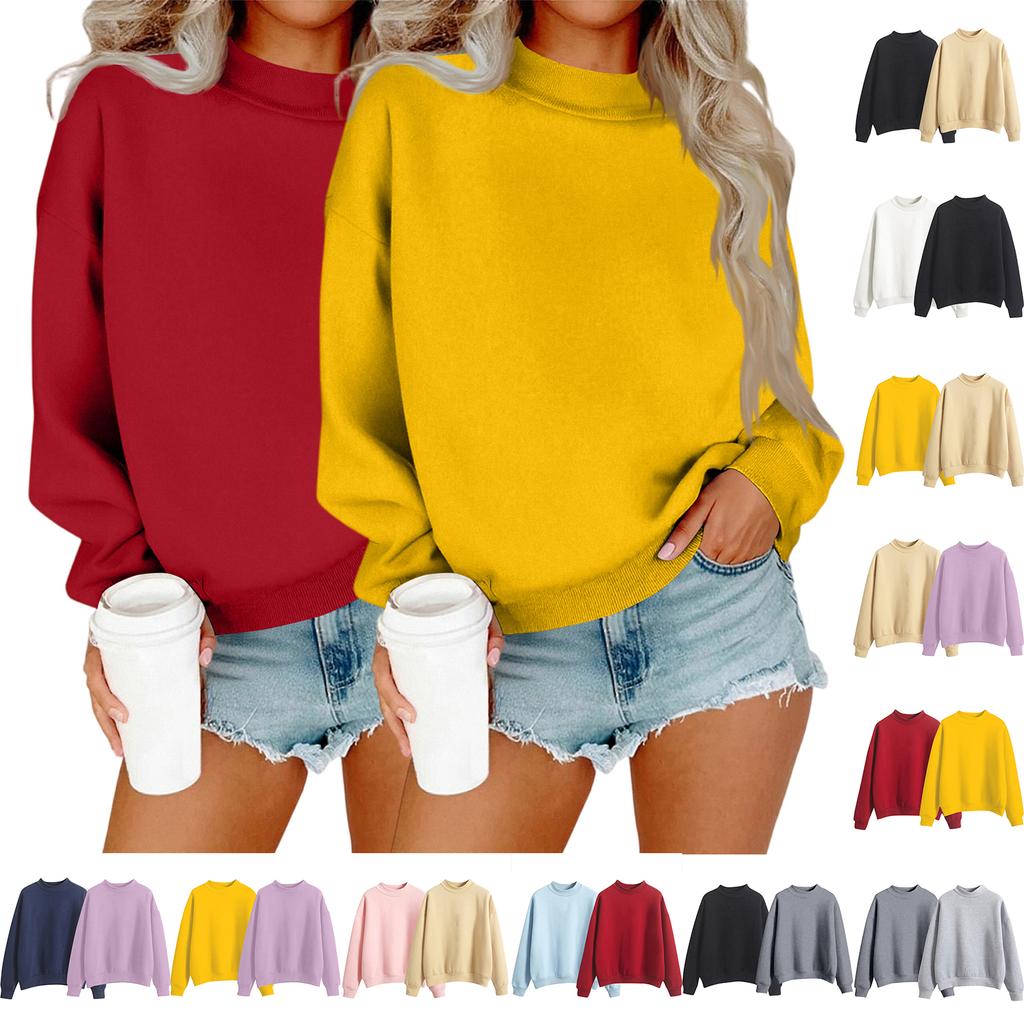 Women's Fashionable Casual Long-Sleeved Round-Neck Top Combo Sweatshirt