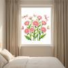 Static Glass Sticker, Soft Roses Decal with Dragonflies And Butterflies, No Glue Waterproof Sunproof Window Film for Bedroom Living Room Balcony