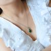 Hotan Jade S925 Silver Inlaid Jasper Egg Face Pendant for Women