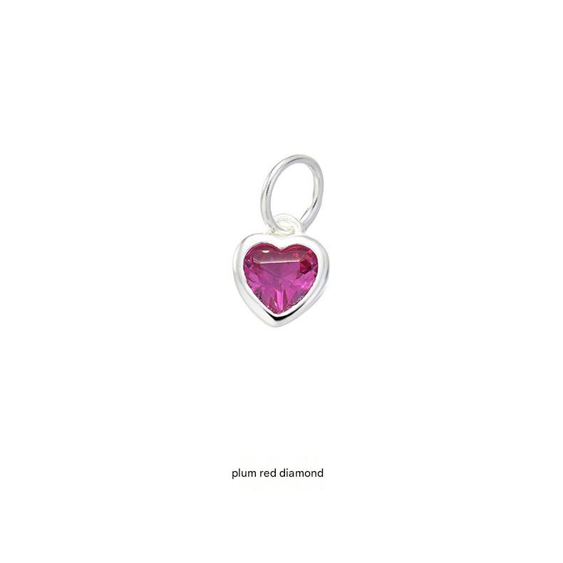 S925 Sterling Silver Blue Green Pink Heart Zircon Pendant for Fine Jewelry DIY Making Charms