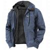 Men's Casual Fleece-Lined Cotton Hooded Jacket with Zipper Pockets