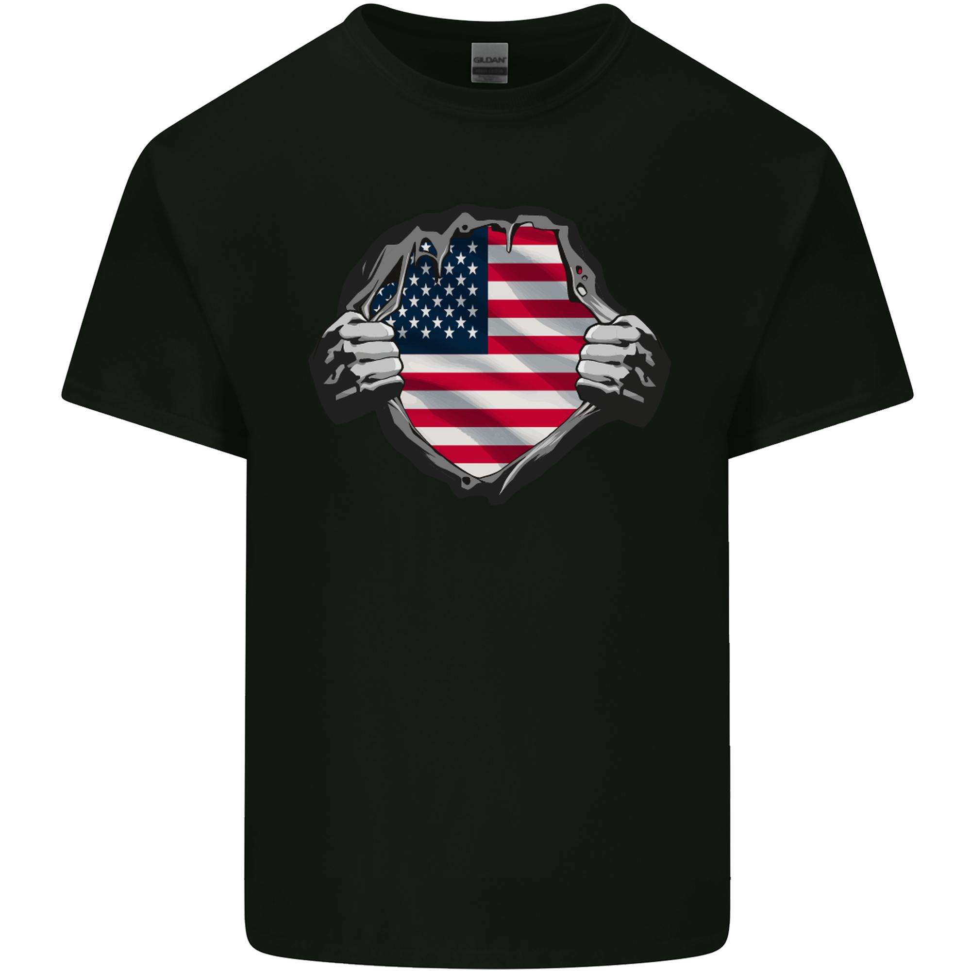 USA Flag Ripped Torn Gym America July 4th Unisexs Light Cotton TShirt S