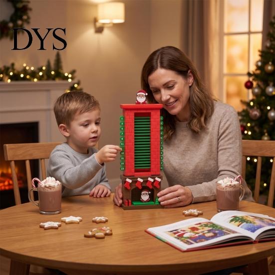 Weihnachtsmann Schornsteine Ornament Weihnachtszählkalender, 24 Tage Advents-Tischdekoration Xmas für Feiertagsparty Kalender